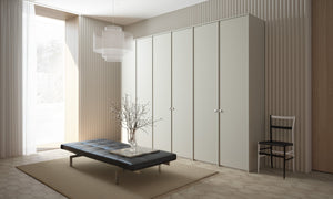 A.S.Helsingö Ingarö wardrobe in linen brown colour with aluminium NOVEL Mini handles